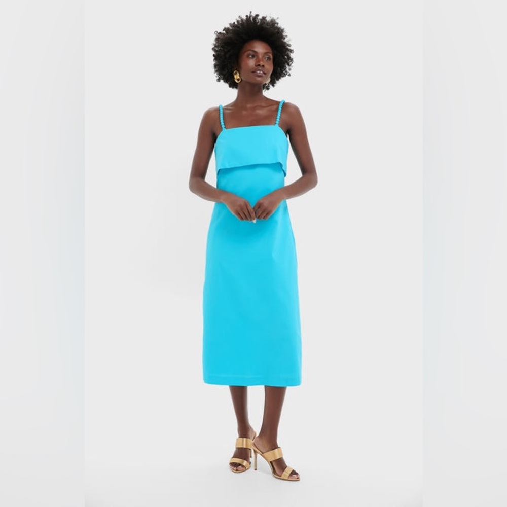 Tuckernuck Turquoise Midi Dress with Braided Straps